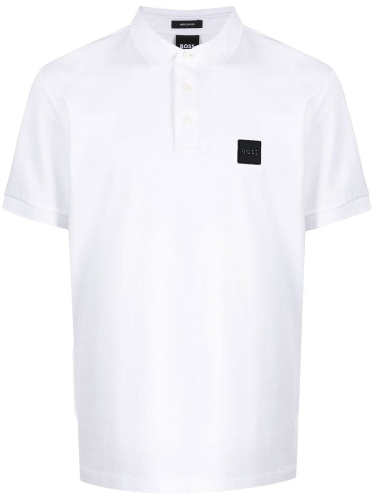 White Logo-patch Cotton Polo Shirt