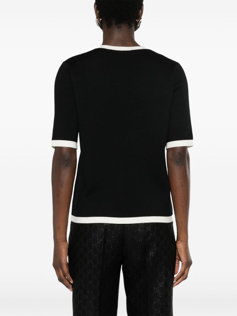 Black Gg Embroidered Wool Top