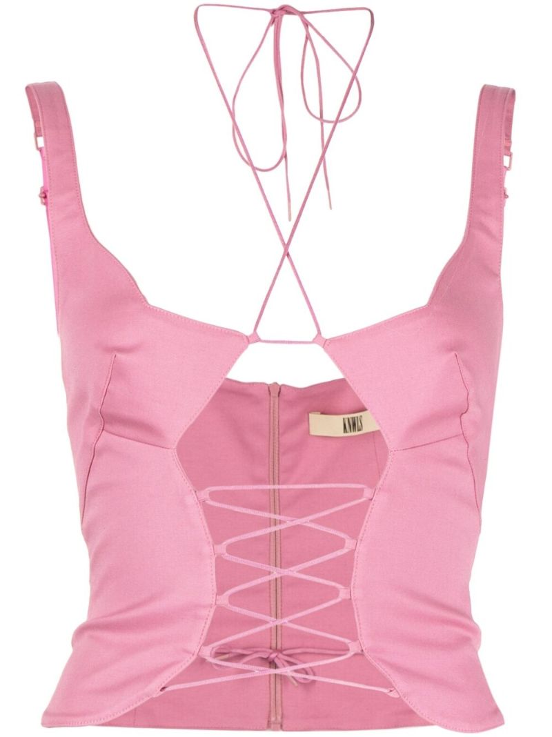 Pink Ray Lace Up Corset Top