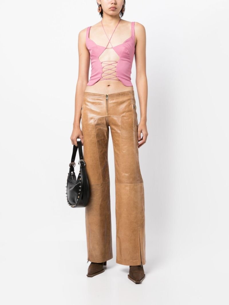 Pink Ray Lace Up Corset Top