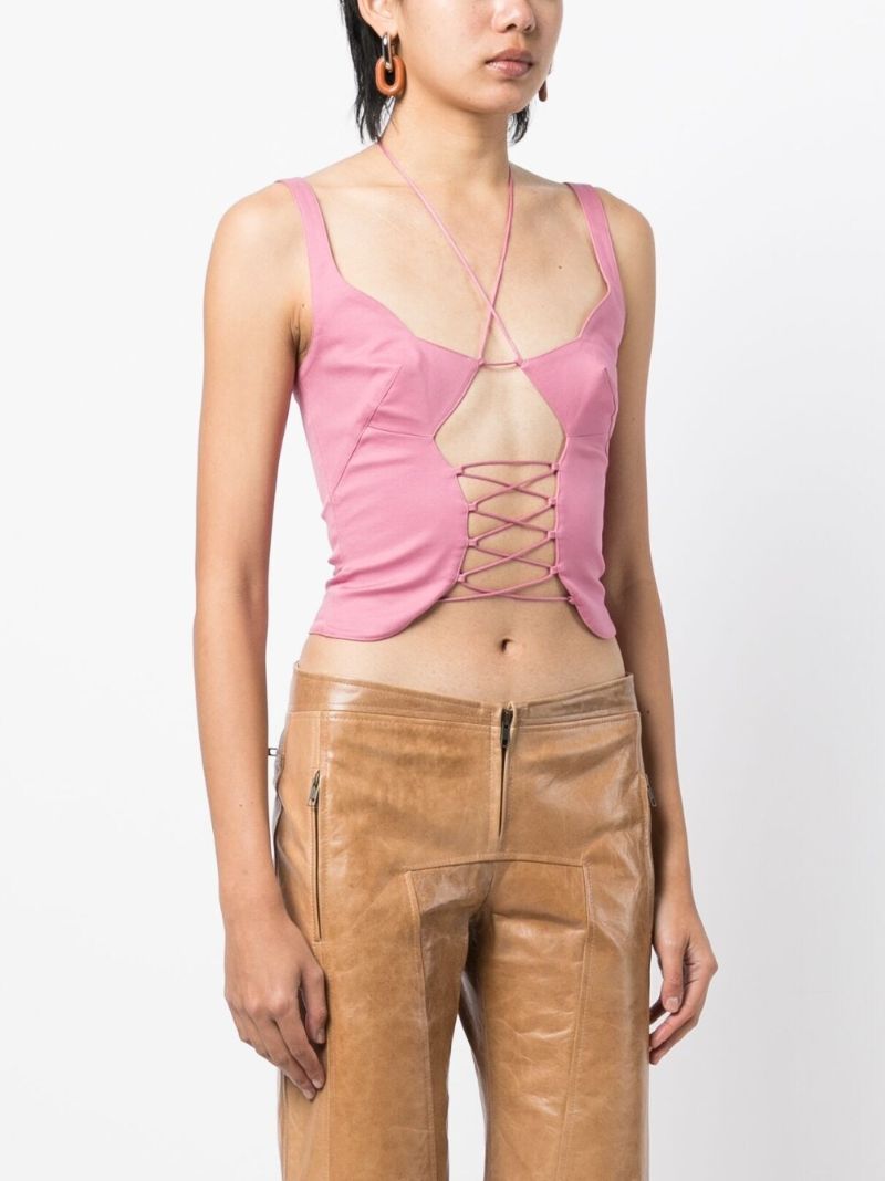 Pink Ray Lace Up Corset Top
