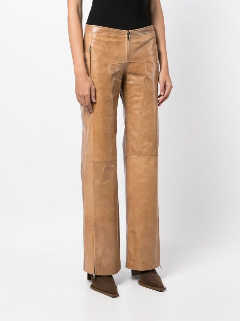 Brown Leather Flared Trousers