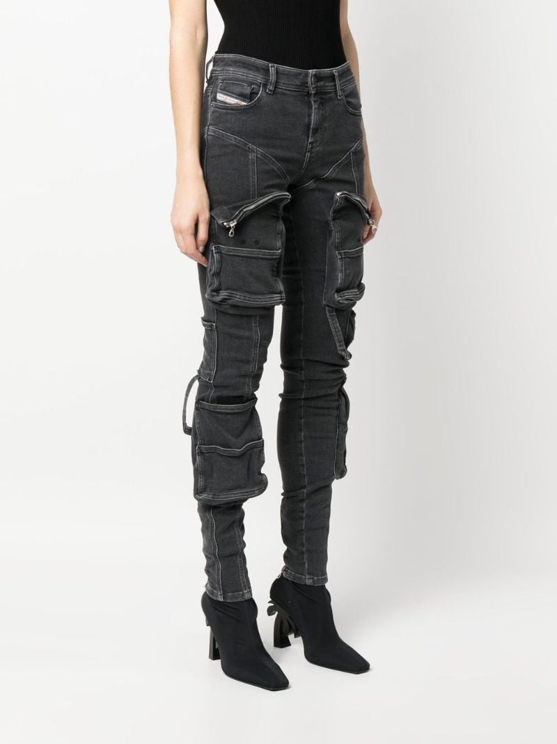 Black Low Rise Skinny Cargo Jeans