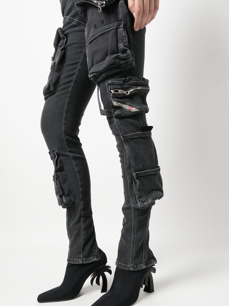 Black Low Rise Skinny Cargo Jeans