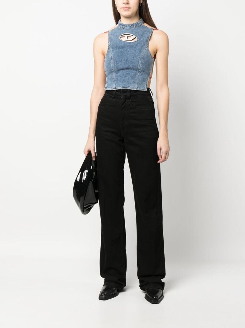 Blue Logo Plaque Denim Top