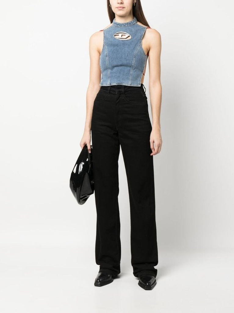 Blue Logo Plaque Denim Top