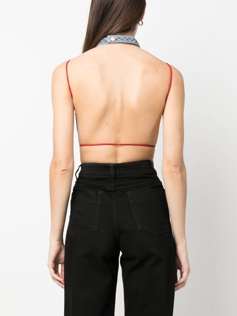 Blue Logo Plaque Denim Top