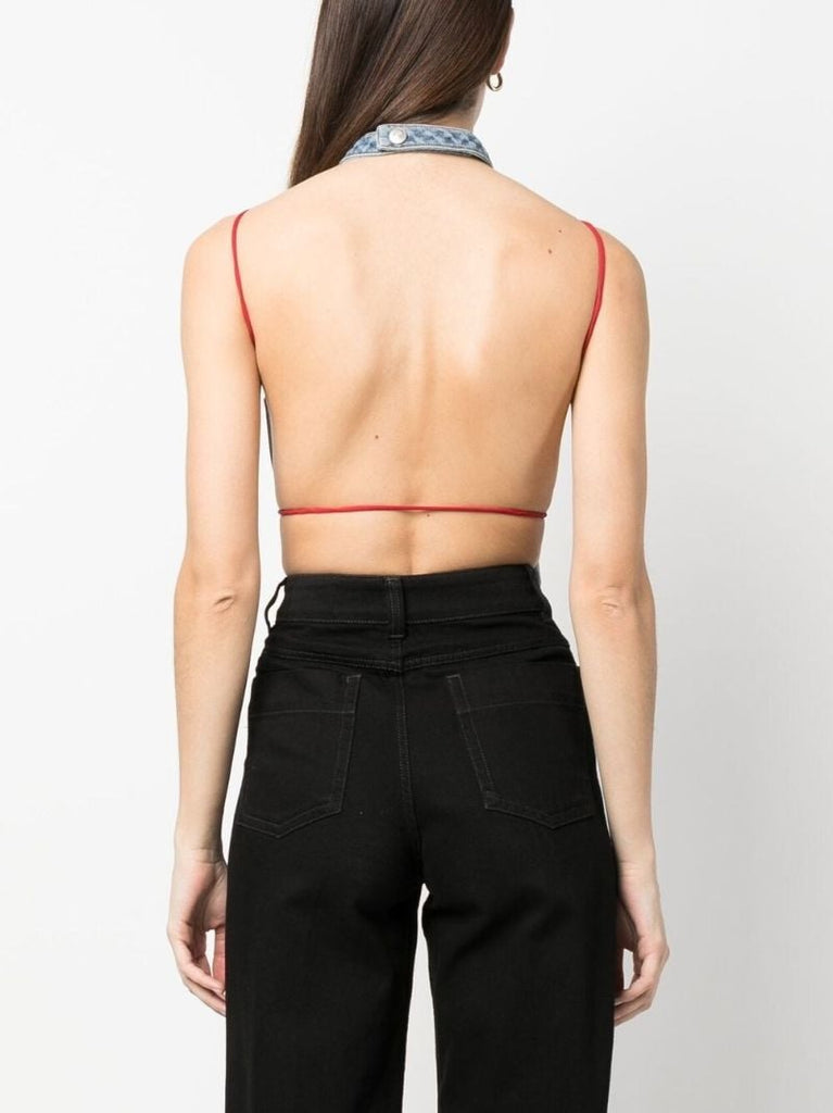 Blue Logo Plaque Denim Top