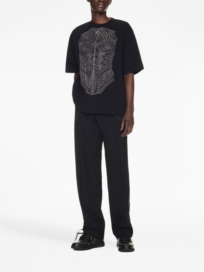 Black Body Stitch Cotton T-shirt