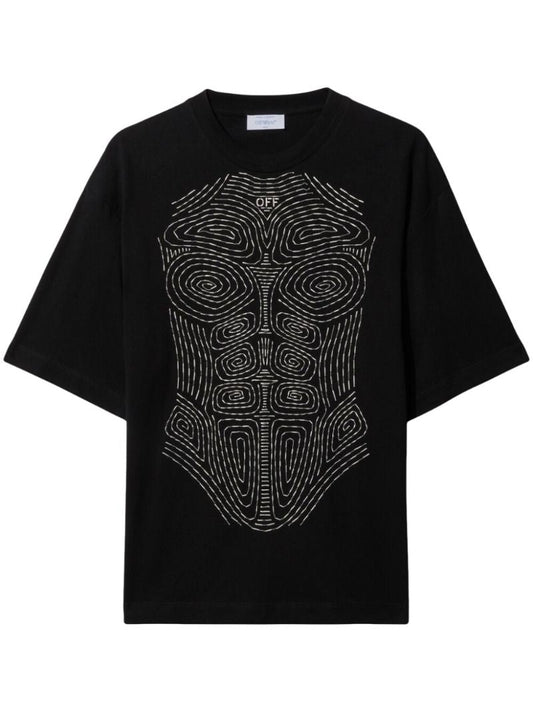 Black Body Stitch Cotton T-shirt
