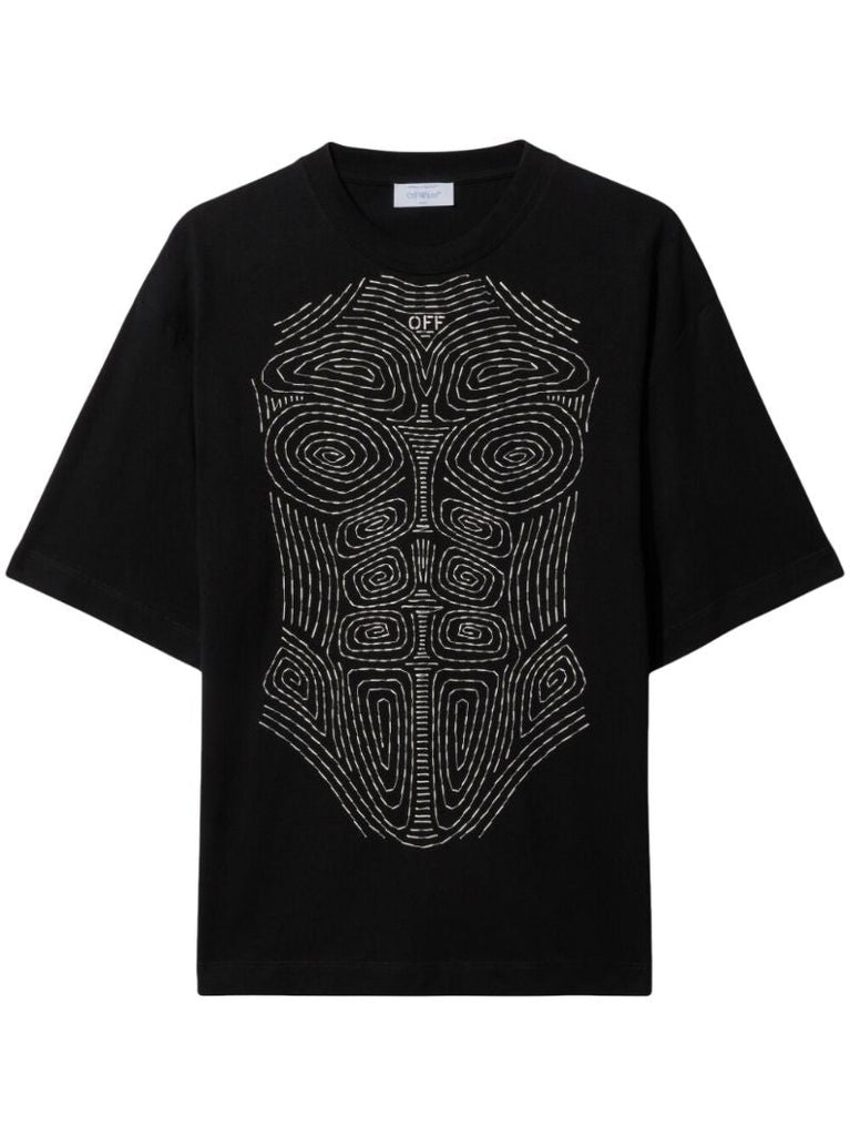 Black Body Stitch Cotton T-shirt