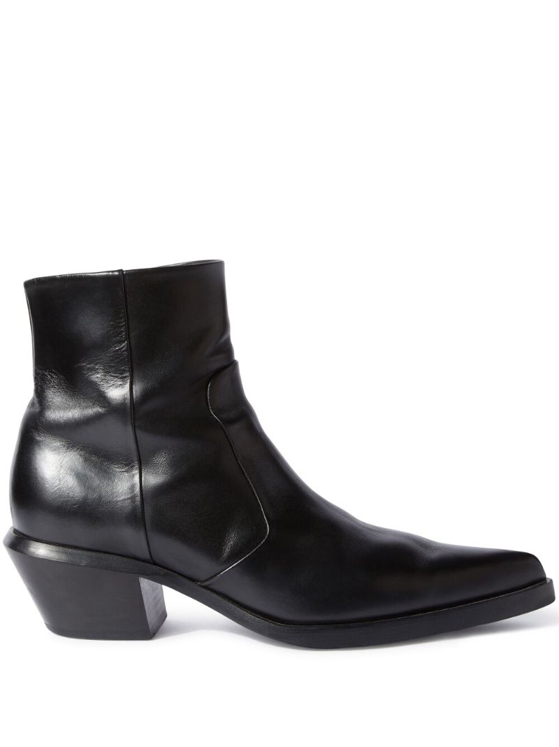Black Slim Texan Leather Ankle Boots