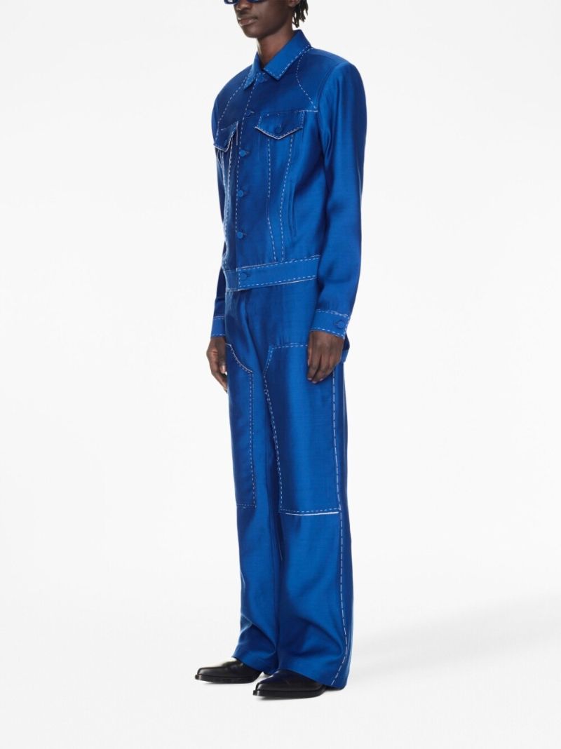 Blue Alien Face Wool Tailored Jacket