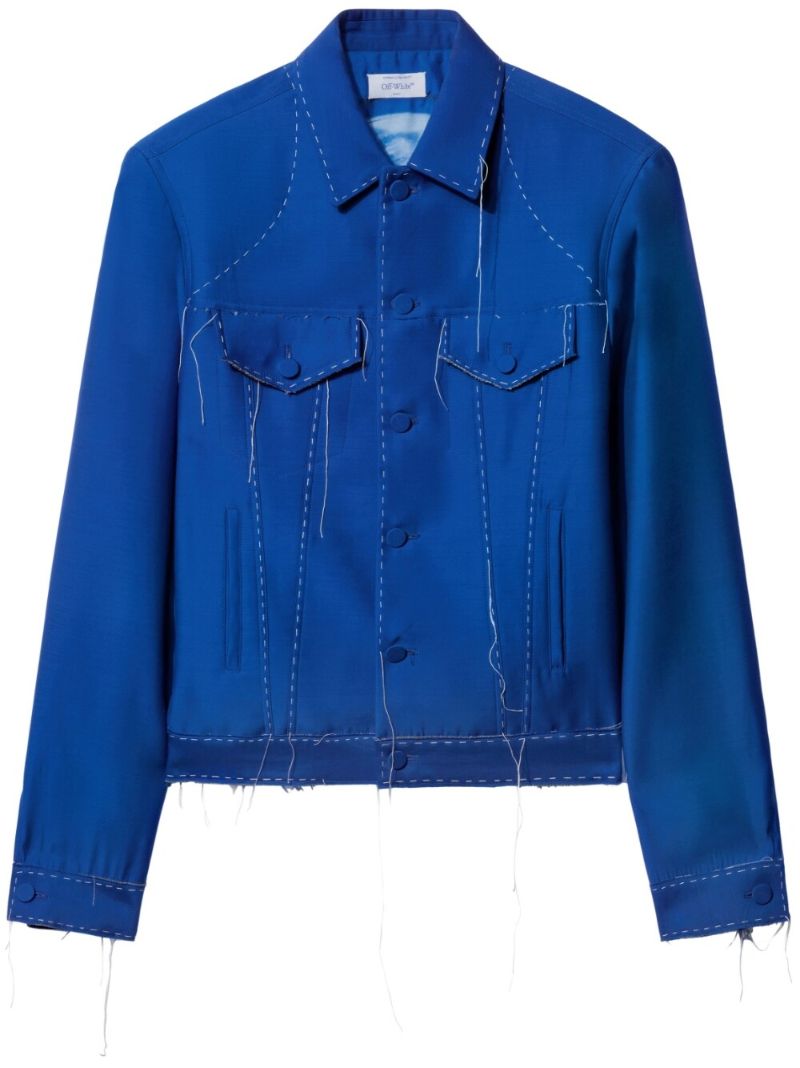 Blue Alien Face Wool Tailored Jacket