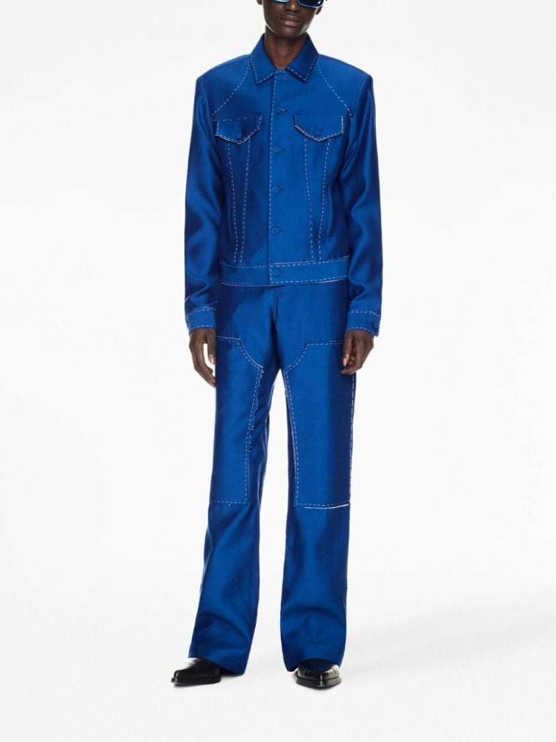 Blue Alien Face Wool Tailored Jacket