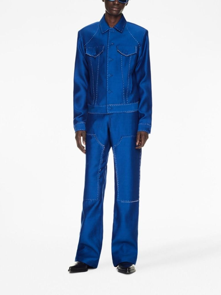 Blue Alien Face Wool Tailored Jacket