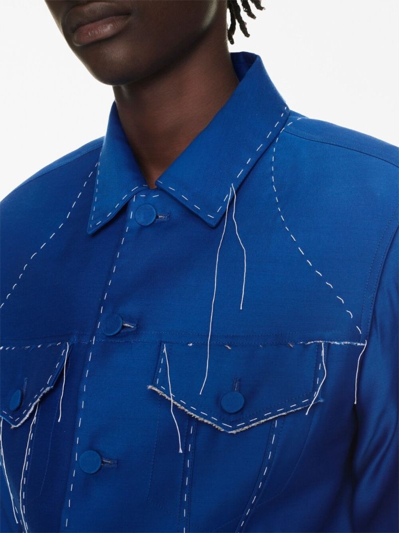 Blue Alien Face Wool Tailored Jacket