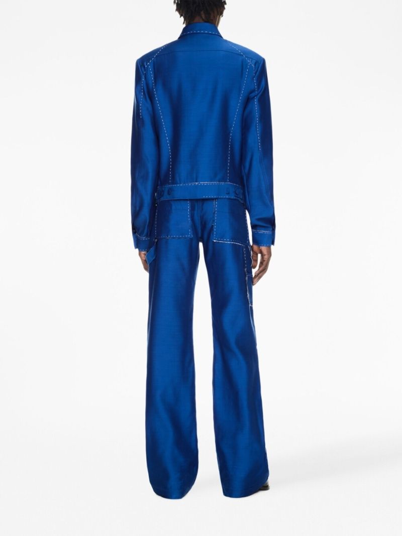 Blue Alien Face Wool Tailored Jacket