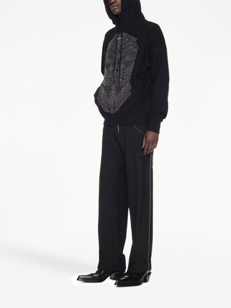 Black Body Stitch Drawstring Hoodie