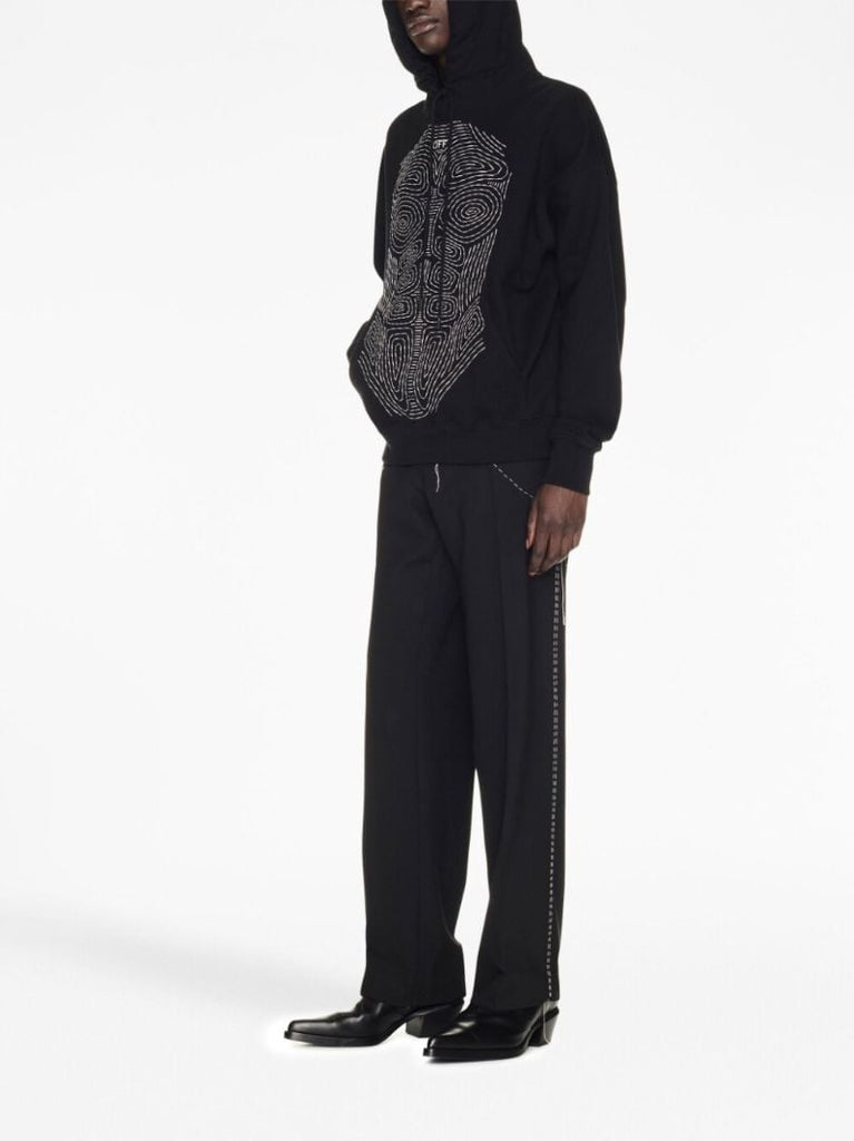 Black Body Stitch Drawstring Hoodie