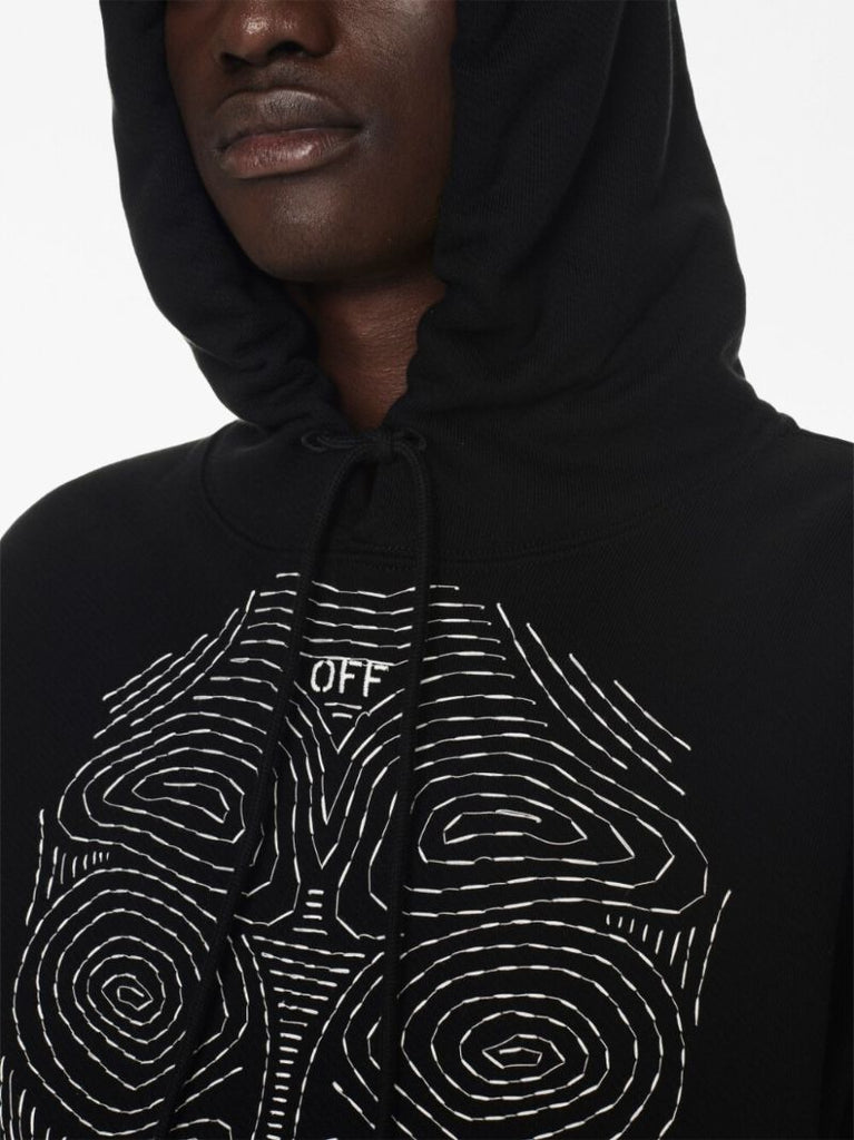 Black Body Stitch Drawstring Hoodie