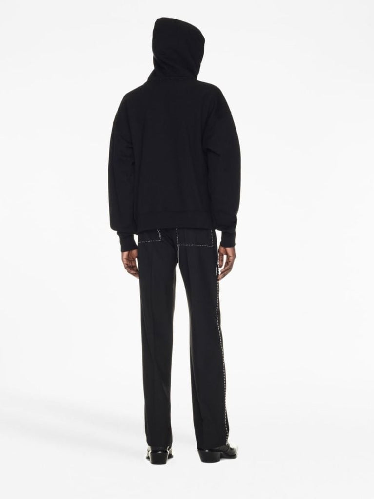 Black Body Stitch Drawstring Hoodie
