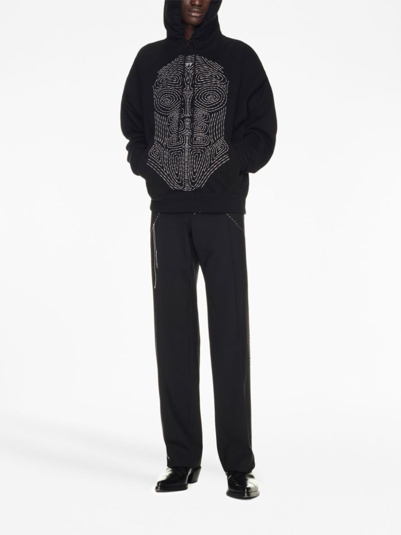 Black Body Stitch Drawstring Hoodie