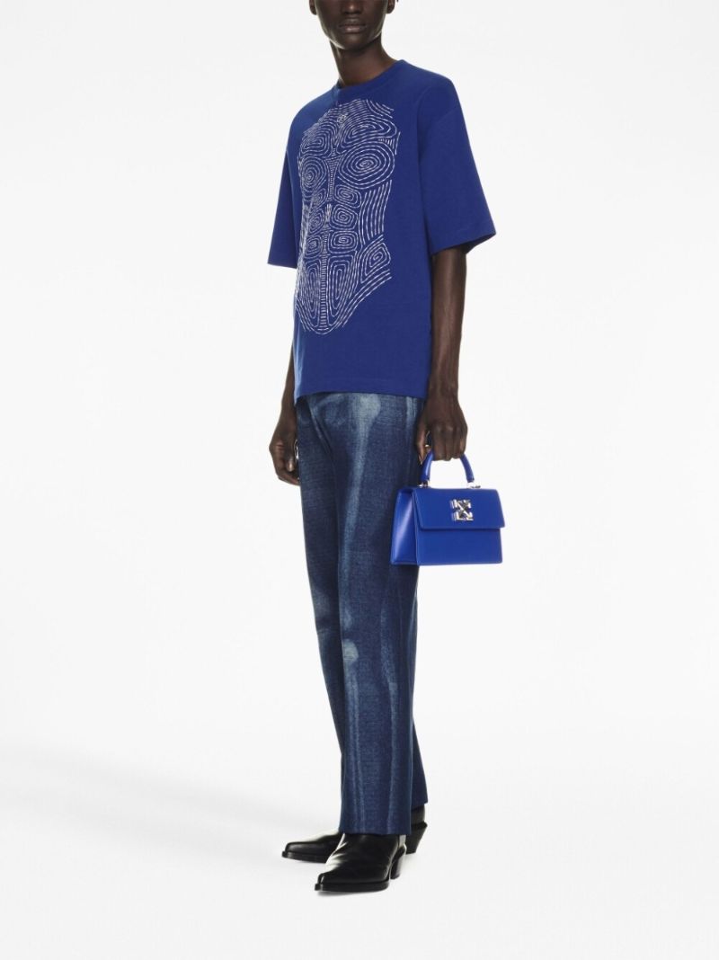 Blue Body Stitch Cotton T-shirt