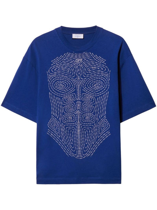 Blue Body Stitch Cotton T-shirt