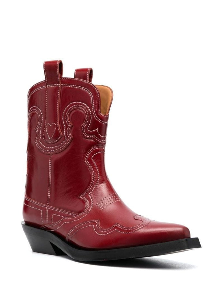 Red Leather Western Boots