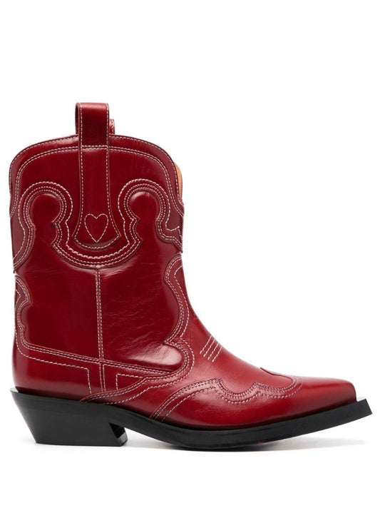 Red Leather Western Boots
