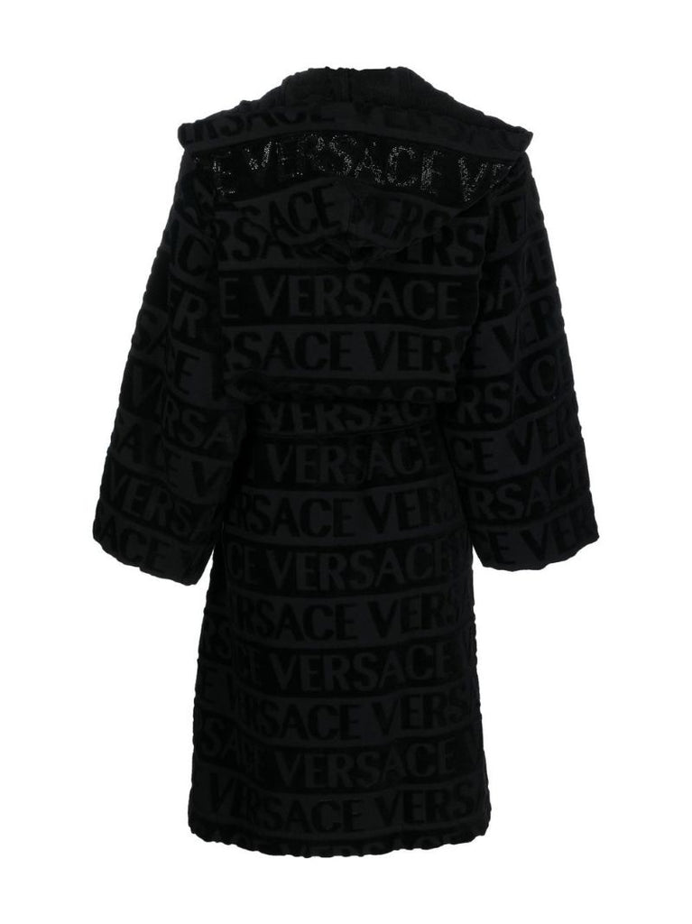 Black Allover Jacquard Cotton Robe