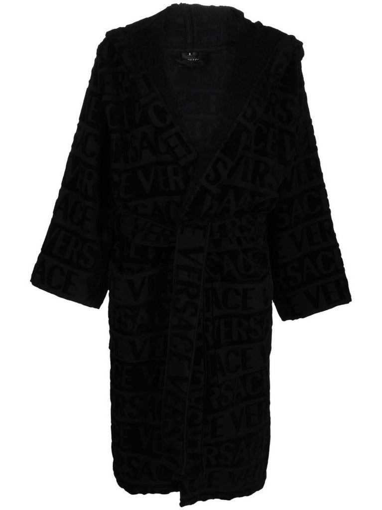 Black Allover Jacquard Cotton Robe