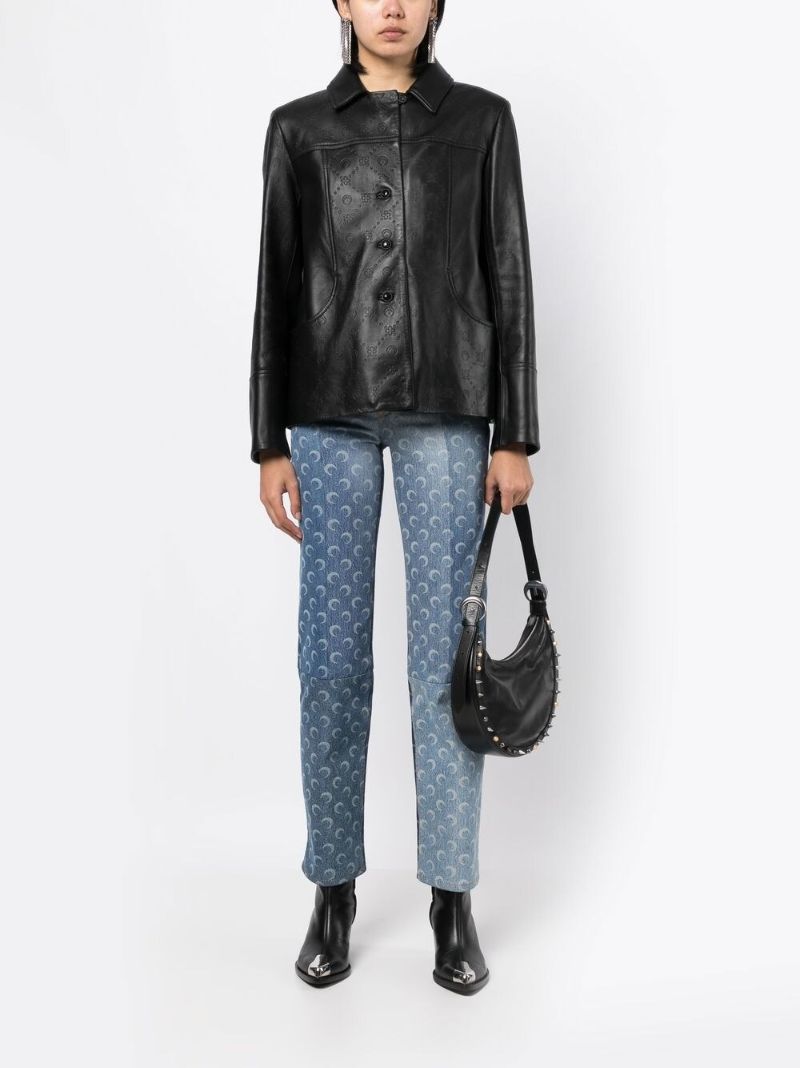 Black Monogram Embossed Leather Jacket