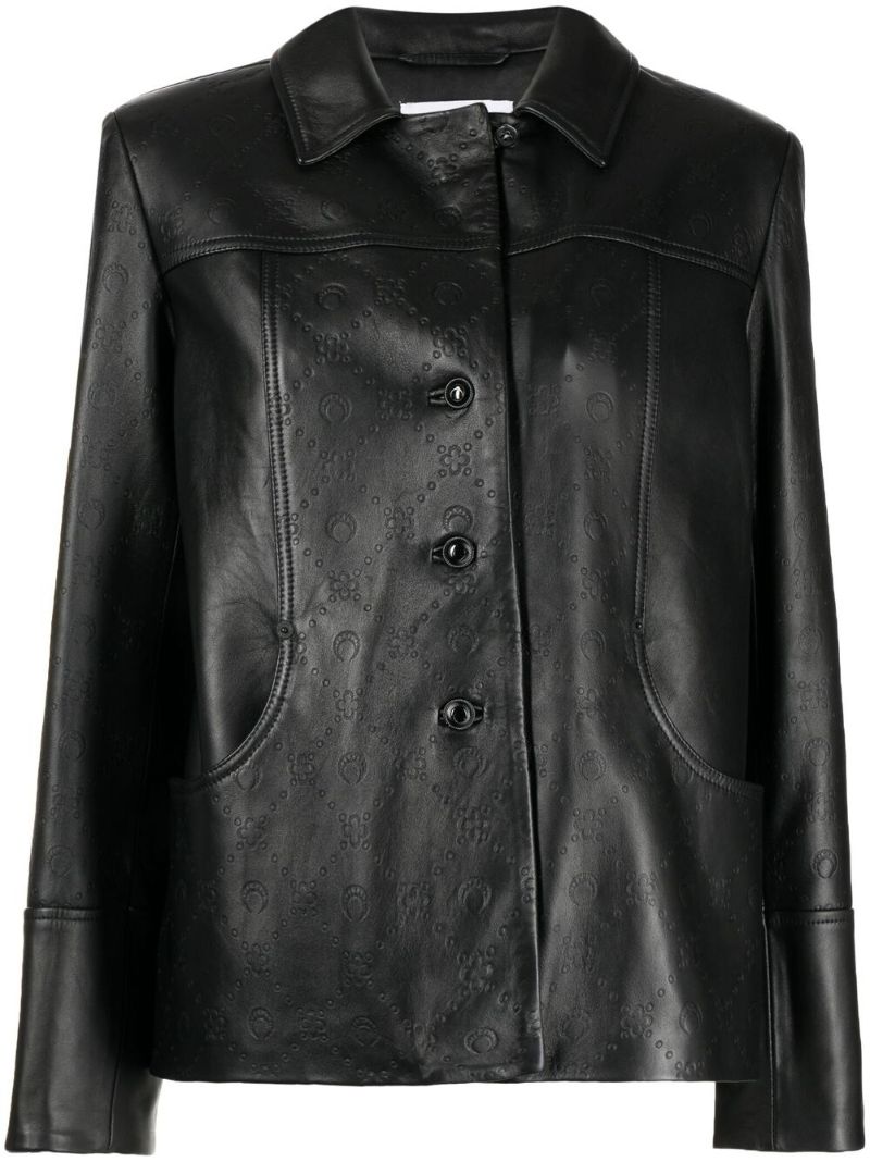 Black Monogram Embossed Leather Jacket