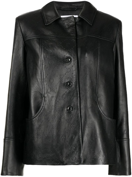 Black Monogram Embossed Leather Jacket