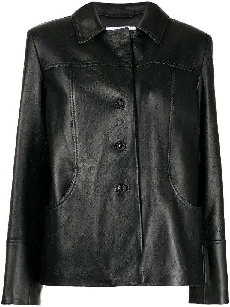 Black Monogram Embossed Leather Jacket