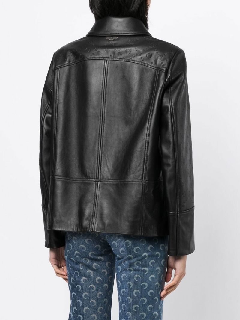 Black Monogram Embossed Leather Jacket