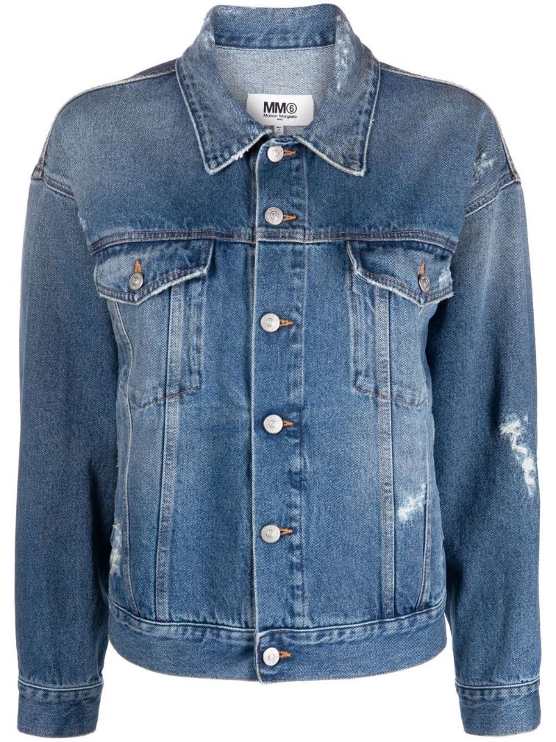 Blue Distressed Denim Jacket