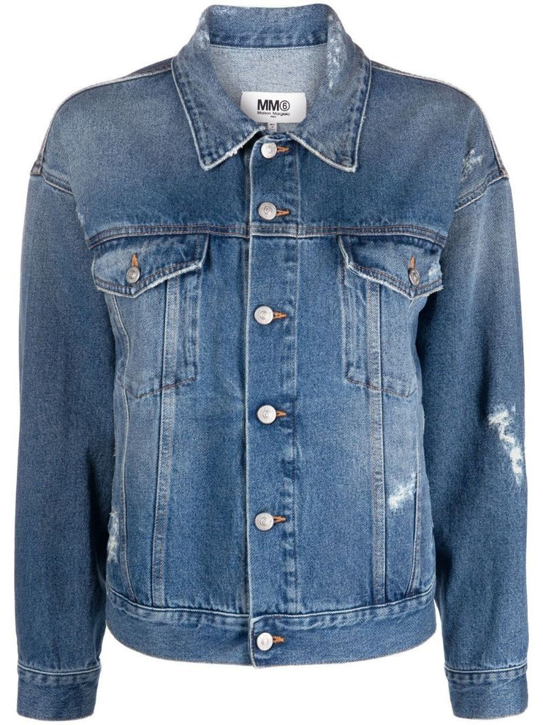 Blue Distressed Denim Jacket
