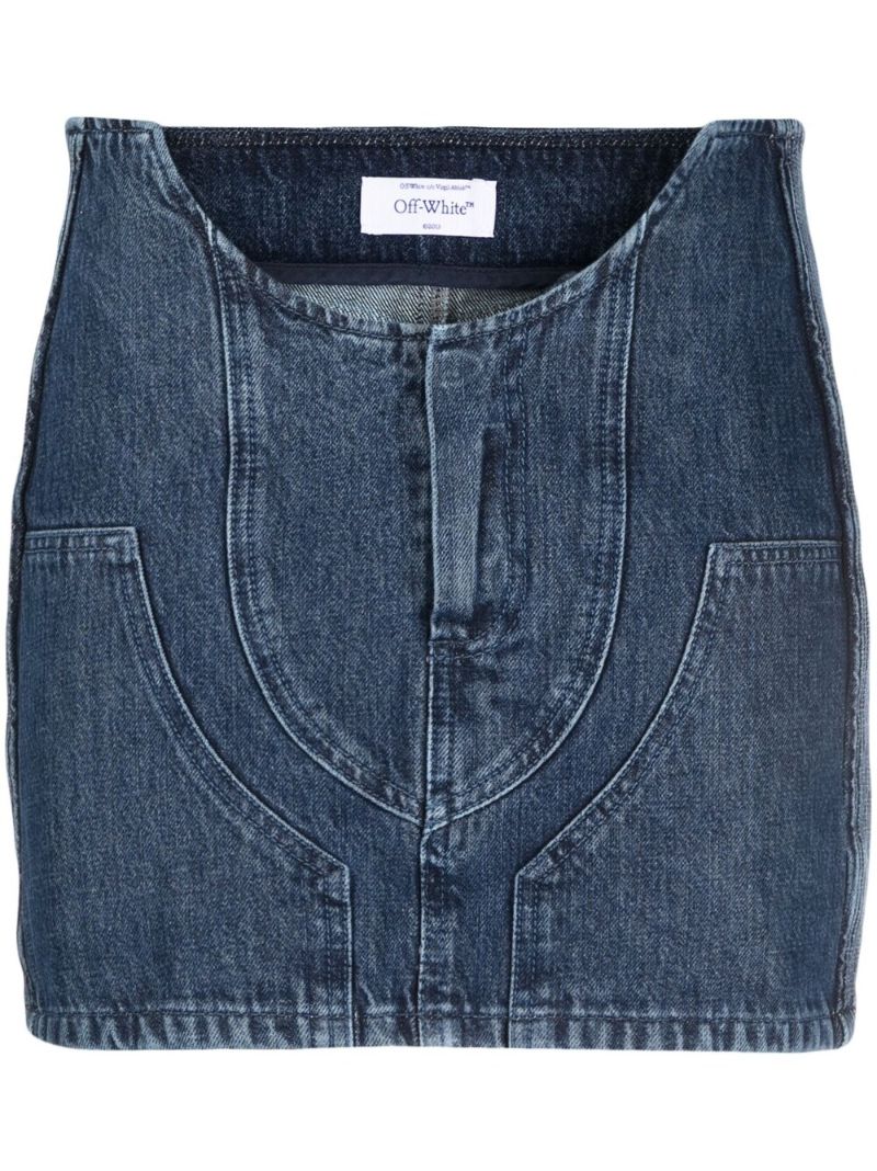 Blue Motorcycle Hole Denim Mini Skirt