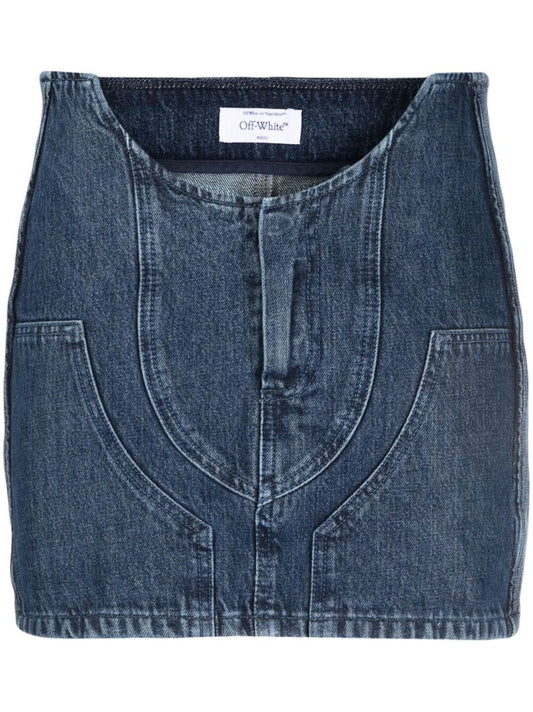 Blue Motorcycle Hole Denim Mini Skirt