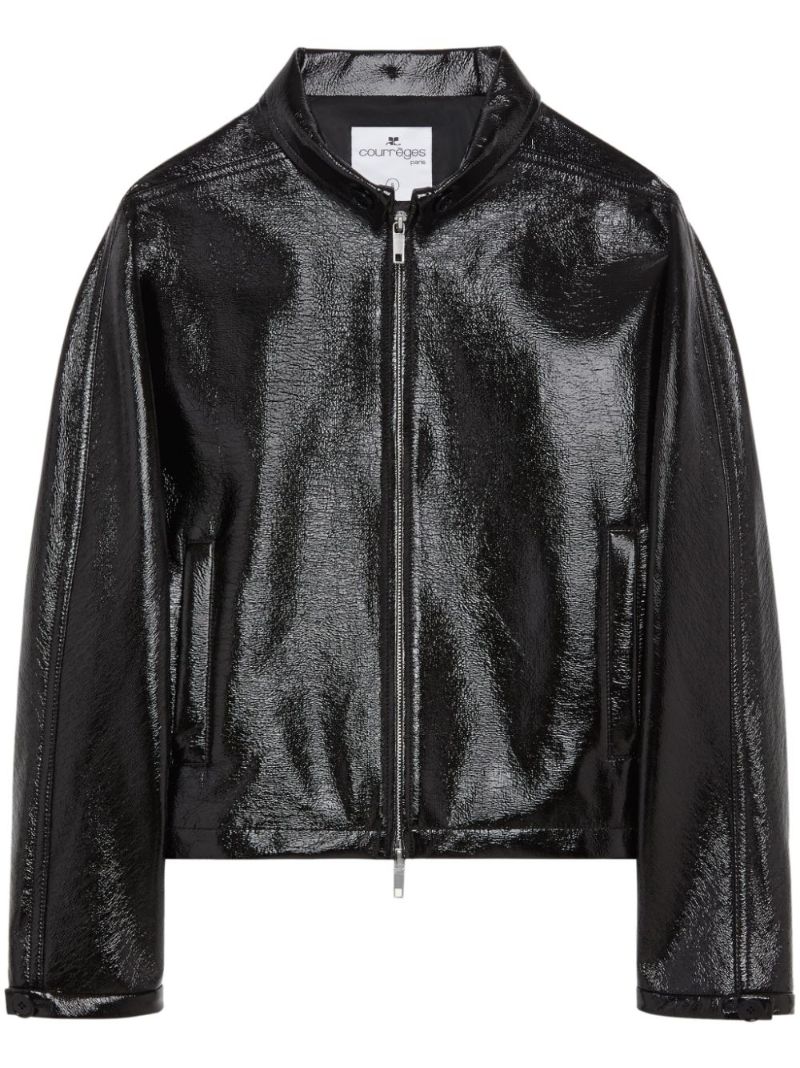 Black Vinyl Bomber Jacket