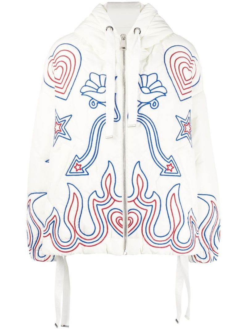 White Puff Khris Embroidered Windbreaker