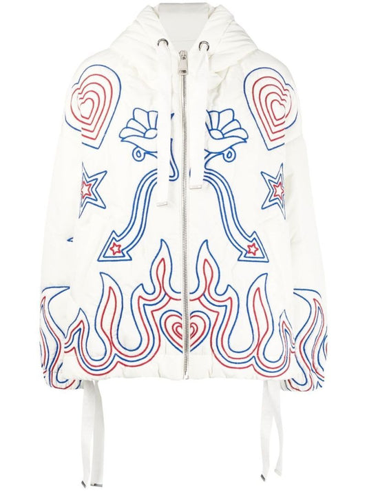 White Puff Khris Embroidered Windbreaker