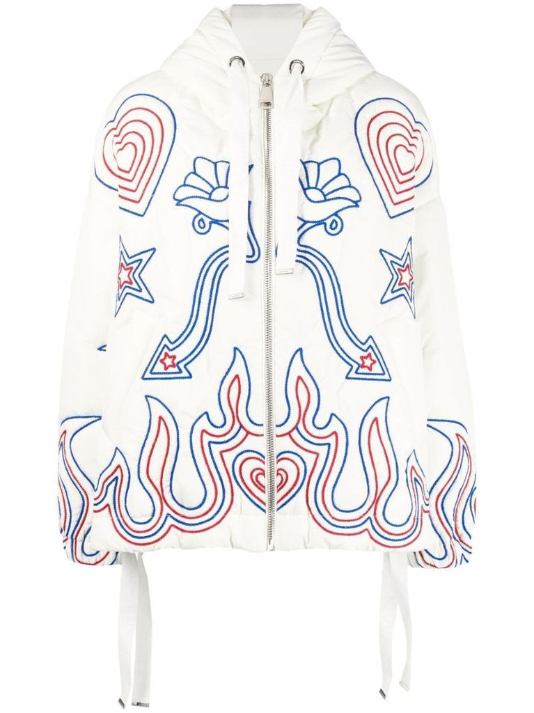 White Puff Khris Embroidered Windbreaker