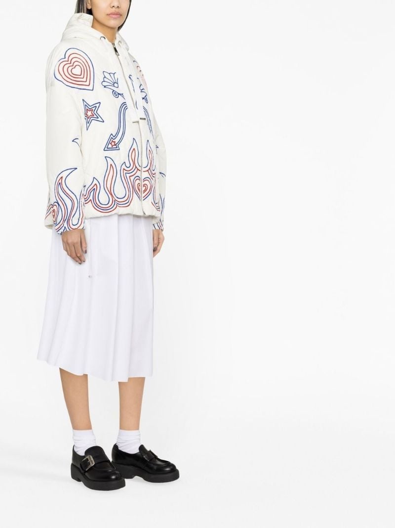 White Puff Khris Embroidered Windbreaker