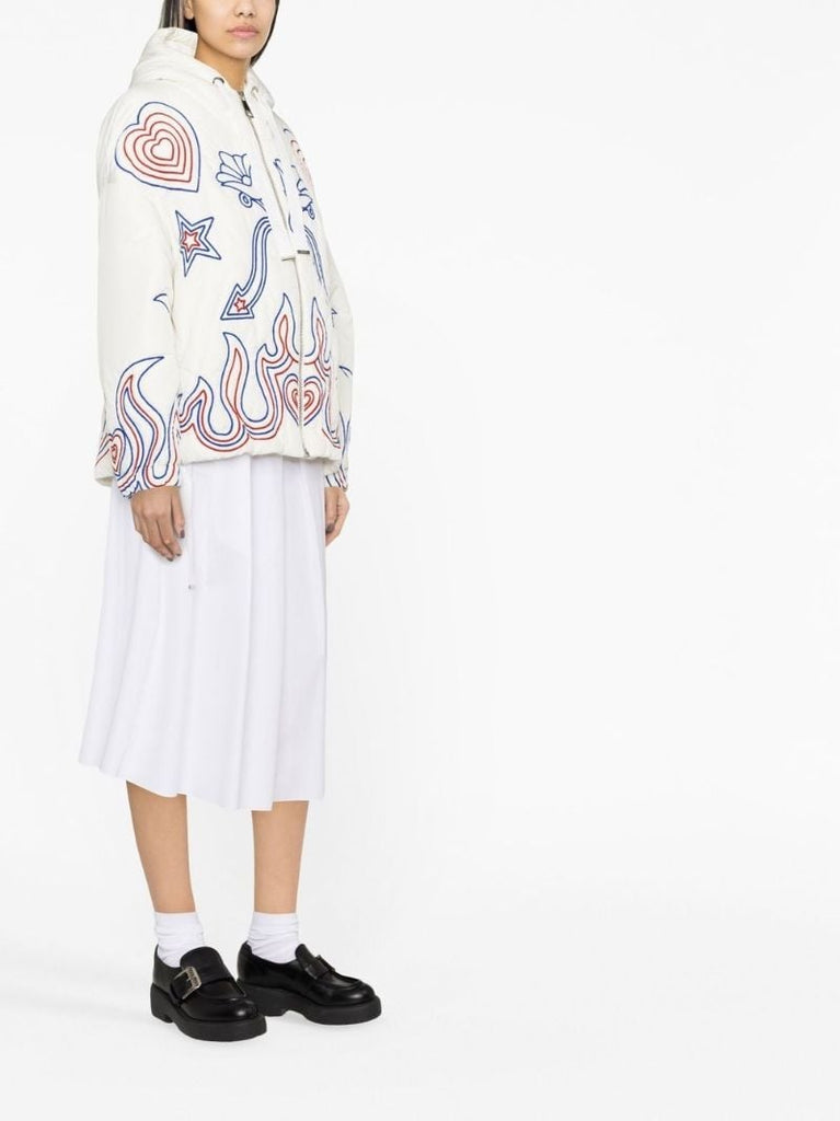 White Puff Khris Embroidered Windbreaker