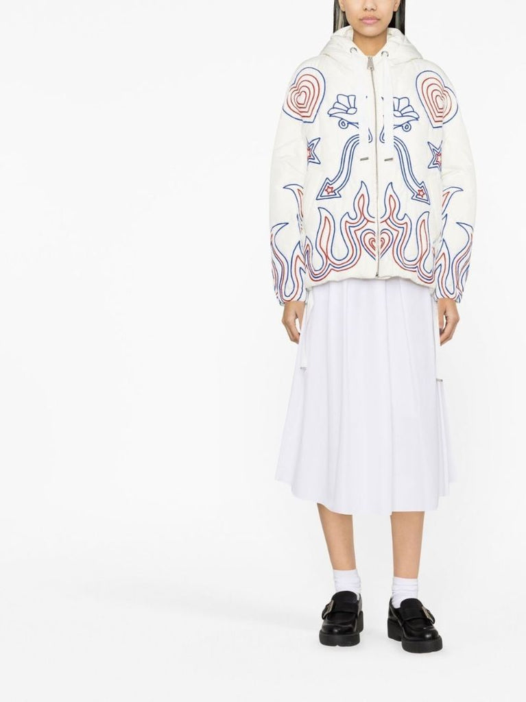 White Puff Khris Embroidered Windbreaker