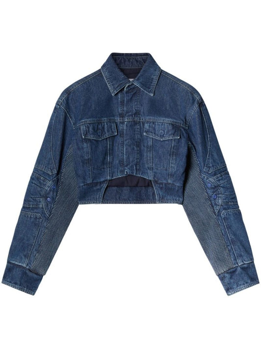Blue Cut-out Motorcycle Denim Jacket